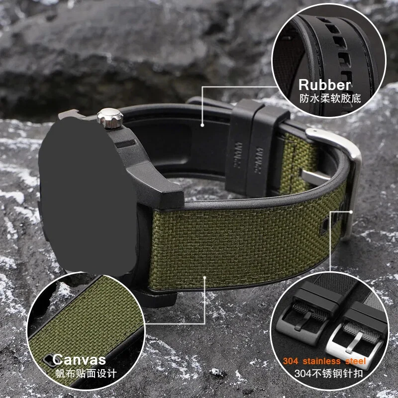 Correa de reloj de silicona de lona de liberación rápida 2 en 1 22 mm 24 mm 20 mm Foto 2 de 4