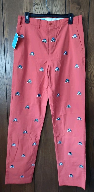 Castaway Nantucket Men's UF Harbor Pant Island Red Skull Print Size 32 NOT 34