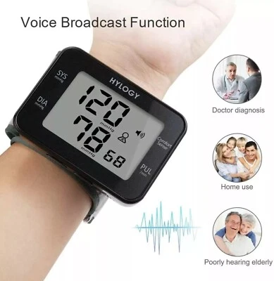 HYLOGY Digital Wrist Blood Pressure Monitor BP Machine Heart Rate Monitor Cufft Voice