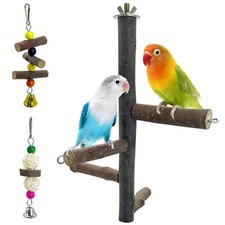 Natural Wood Bird Perch - Rotating Balls  Spinning Toys for Parakeets Cockat...