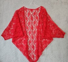 Vintage Designs by Faris Style 198 Red Lace Robe Cover Up Lingerie One Size USA