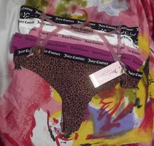 5 NEW JUICY COUTURE JC8239 5PKEF MF LOGO WAIST NO PANTY LINES THONG PANTIES L