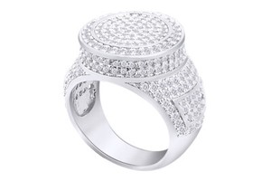 Authentic 2Ct Round Cut Natural Diamond Jewelry Jumbo Cluster Ring Sterling Silver