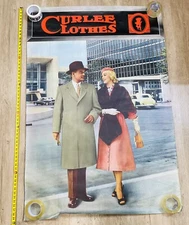 Curlee Clothes Advertising Window Sign Poster 5’ X 40” RARE 1950”s
