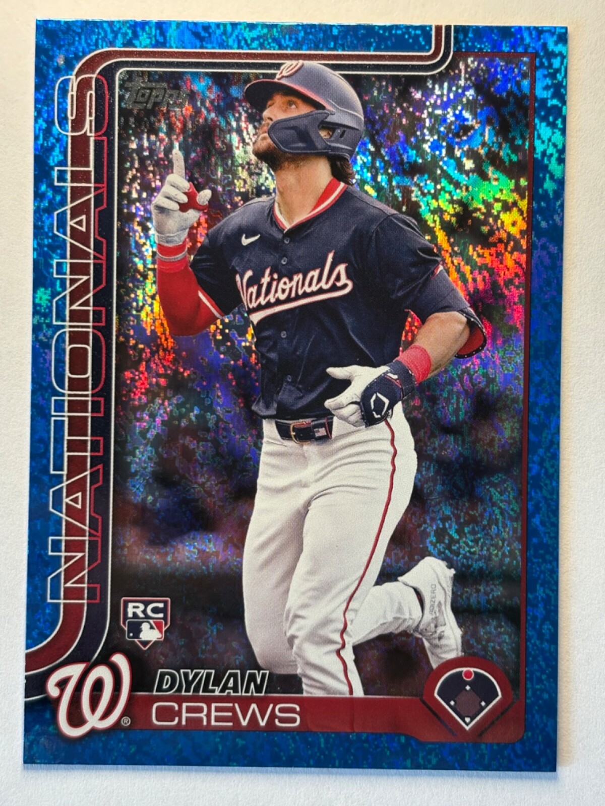 2025 Topps #74 Dylan Crews Rookie RC Blue Holo Foil 5/150 Washington Nationals