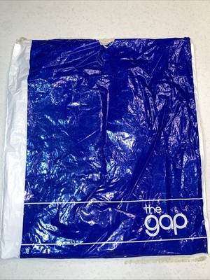 The Gap Vintage Plastic Shopping Bag With Drawstring Handles Blue READ