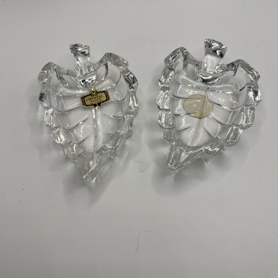Set Of Two Crystal Leaf Triet Dishes With Original Stickers