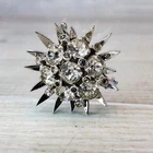 Vintage Eisenberg Original Rhinestone 1.25" Silver Tone Flower Star Brooch Pin