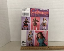 Simplicity Sewing Pattern 3680 Girls Witch Pirate Costume Sz 3 to 8 Uncut