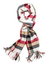 Super Soft Classic Cashmere Feel Winter Scarf White Red Plaid