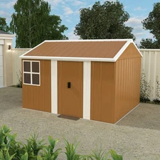 8x10 FT Outdoor Metal Storage Shed with Windows, Lockable Door & Ventilation
