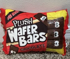 GOOD STUFF 12" X 9" PLUSH REMOVEABLE CHOCOLATE WAFER BARS TOY ZIPPER POCKET