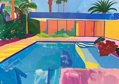 Lebendiges Wandkunst-Poster am Pool - modernes abstraktes Dekor Wohndeko