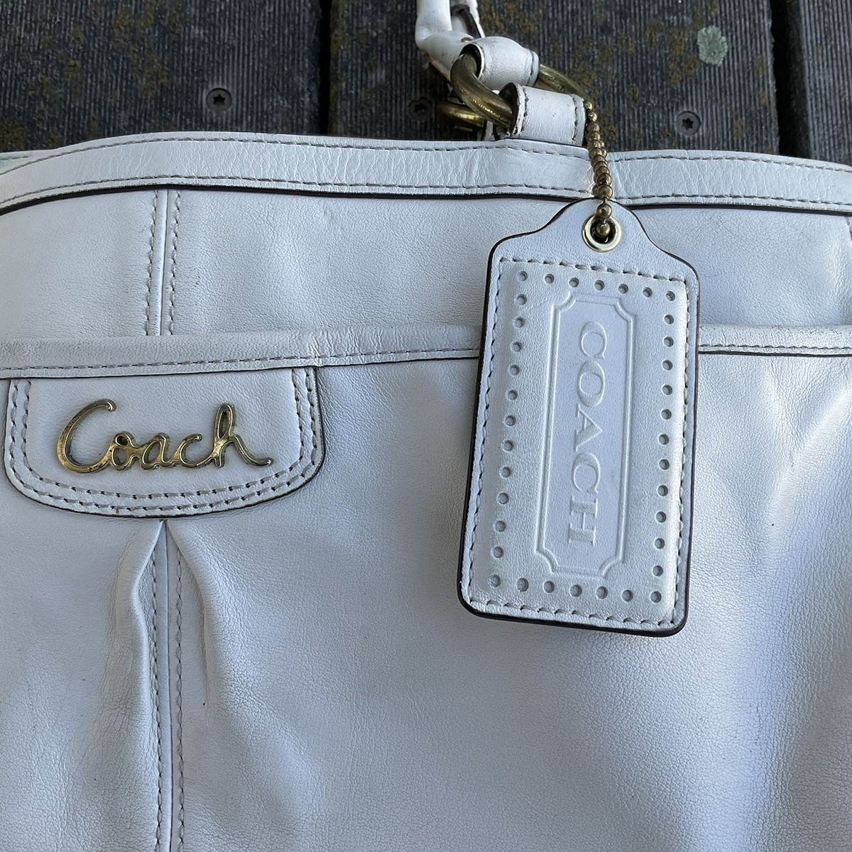 COACH PARK WHITE SMOOTH LEATHER CARRYALL F19728 LEXI Y2K 90's tote