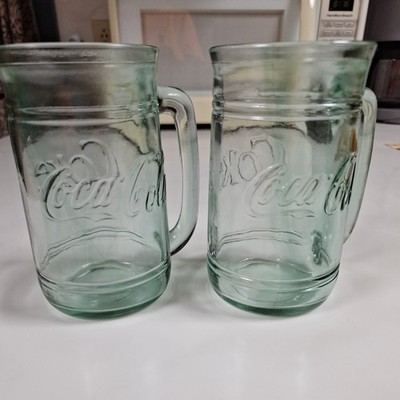 Vintage Coca Cola Green Glass Stein Embossed Pattern