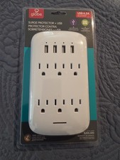 Globe Surge 6 Outlet 4 USB Ports Surge Protector Power Wall Charger New