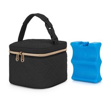 Breastmilk Cooler Bag Ice Pack Fits 4 Baby Bottles Up To 5 Ounce Travel Black