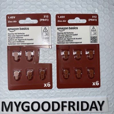 Amazon Basics 11-Pack Hearing Aid Size 312 PR41 Zinc-Air Batteries, Exp:9/30/28