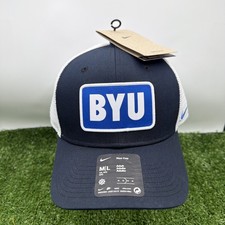 Nike Brigham Young BYU Cougars Rise Navy Snapback Trucker Cap Hat Adult M/L NEW