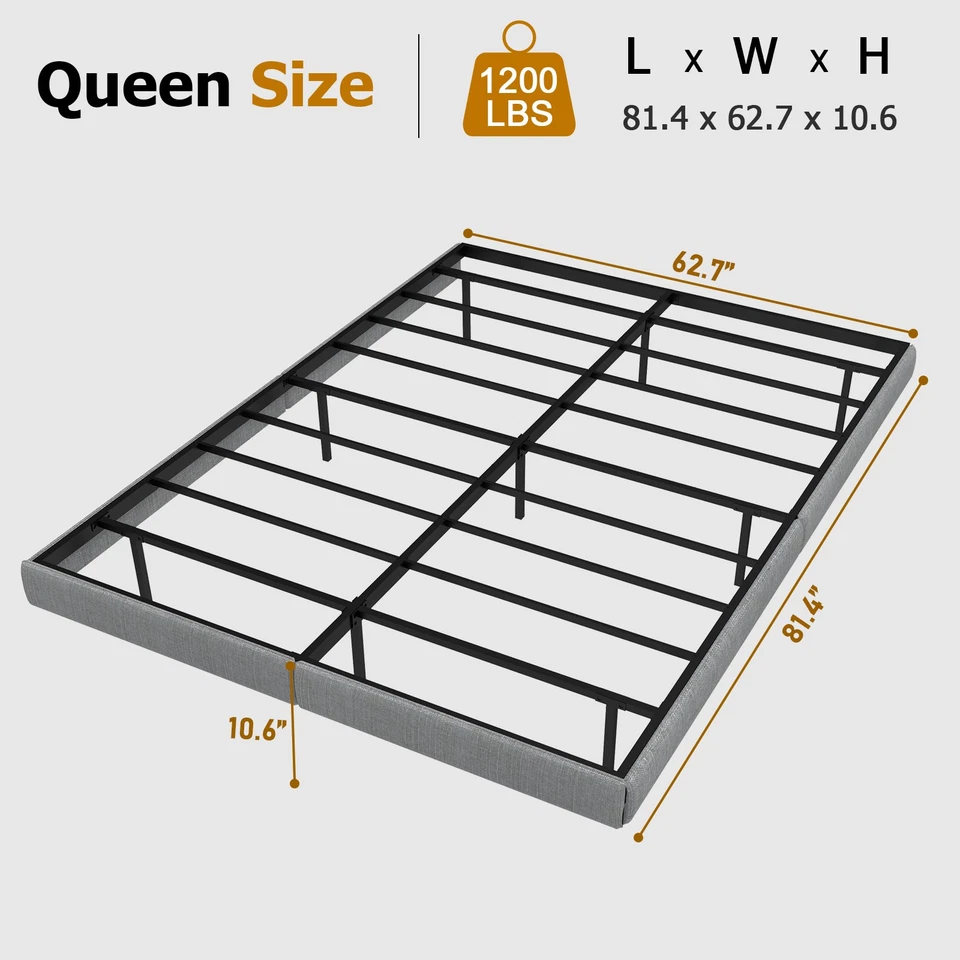 Marco de cama flotante tamaño queen con almacenamiento debajo de la cama, luces LED, plataforma de metal Foto 2 de 4