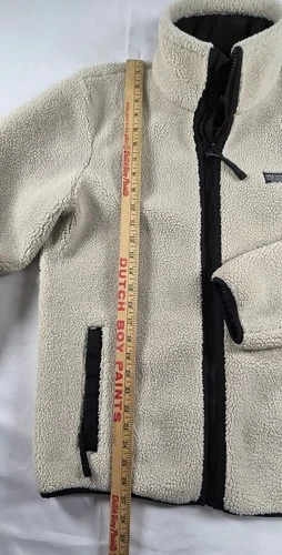 Hollister Epic Flex Men M Cream Sherpa Fleece FullZip Jacket Off White Pile Coat image 4