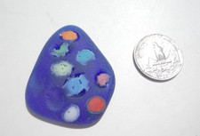Sea Glass, Cobalt Blue with Multi Color Spots