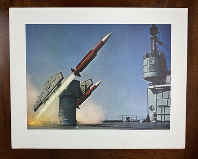 Rare General Dynamics U.S. Navy Tartar Surface To Air Missile Lithograph 20 x16 