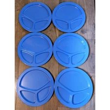 Melamine Divided Trays 6 Heavy duty Blue Top Aqua Bottom Color Camping Picnic