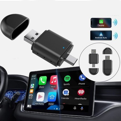 2in1 Wireless CarPlay Adapter Android Auto USB Dongle For Apple Plug & Play