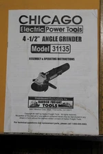 1997 Harbor Freight Tool Chicago 4 1/2" Angle Grinder Model 31135 Manual