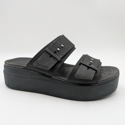 Crocs Brooklyn Buckle Low Wedge Sandals Women's Size 7 Comfort Casual