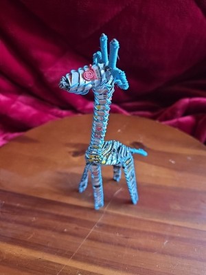 AFRICAN GIRAFFE Figure Folk Art Sculpture Hamdcrafted Pop Can Schweppes 8 Inch