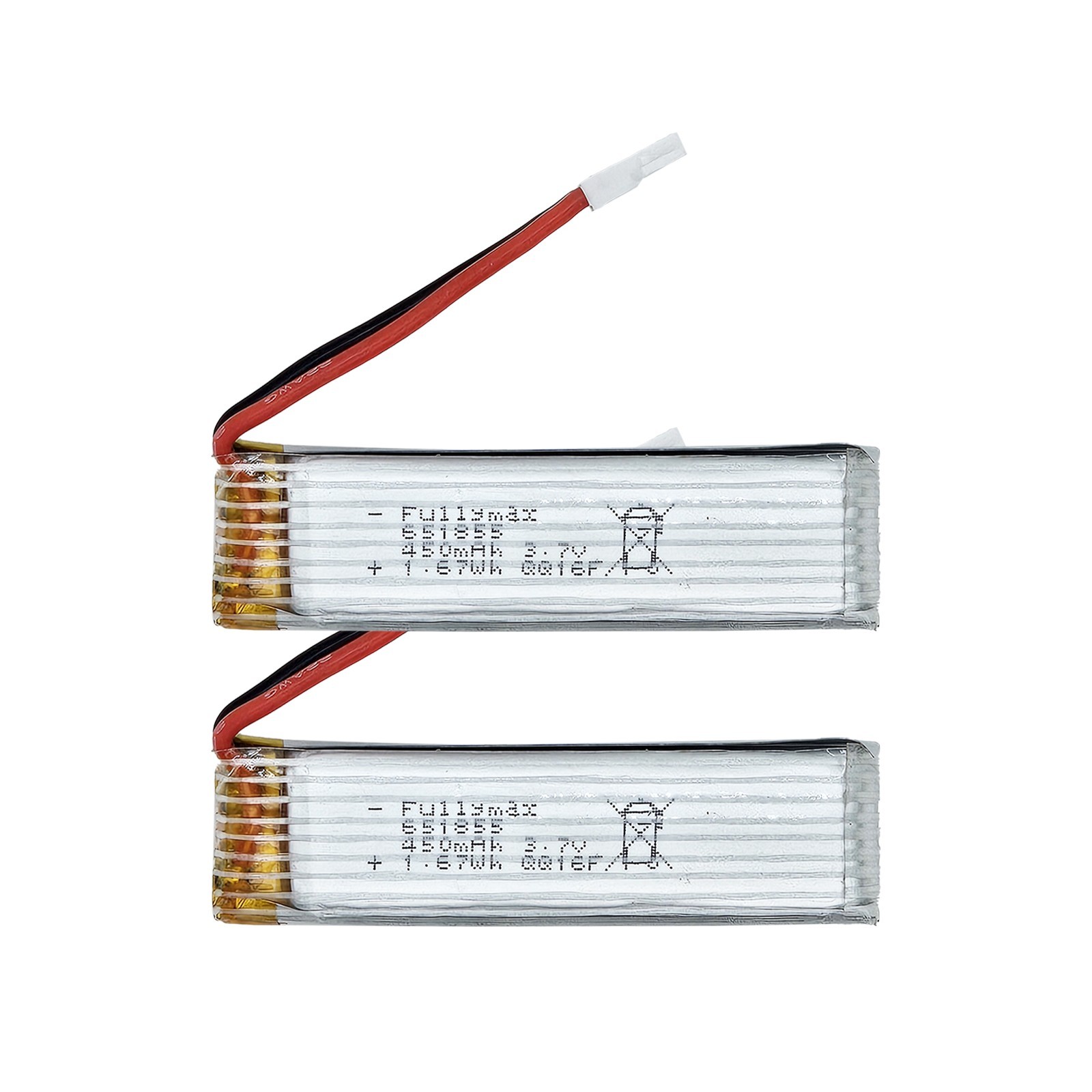 2 PCS 3.7V 450mAh Li-Po Battery, Compatible with WLtoys K110S RC Helicopter