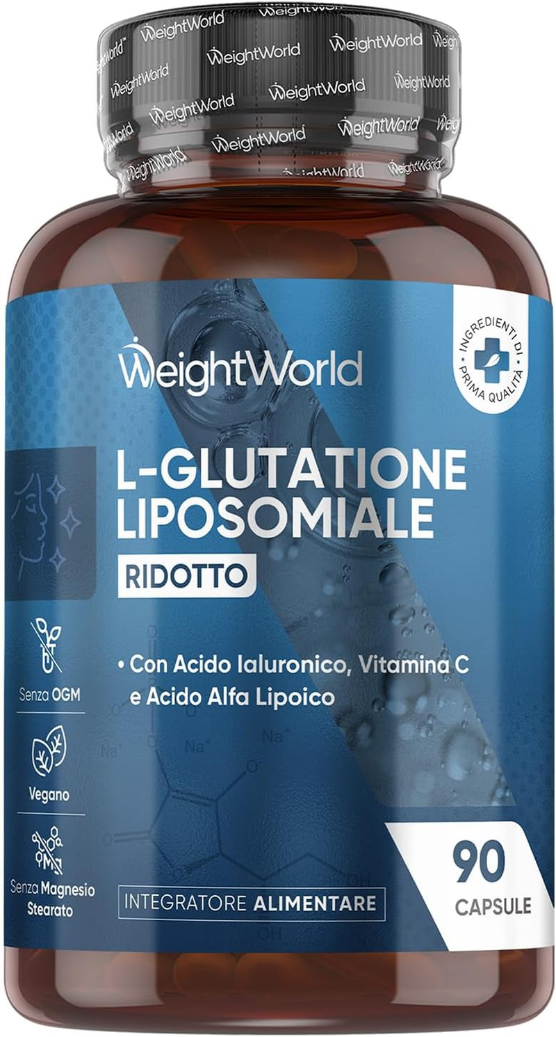Glutatione Liposomiale Ridotto, 90 Capsule Vegane, Vitamina C, Acido Alfa Lipoic