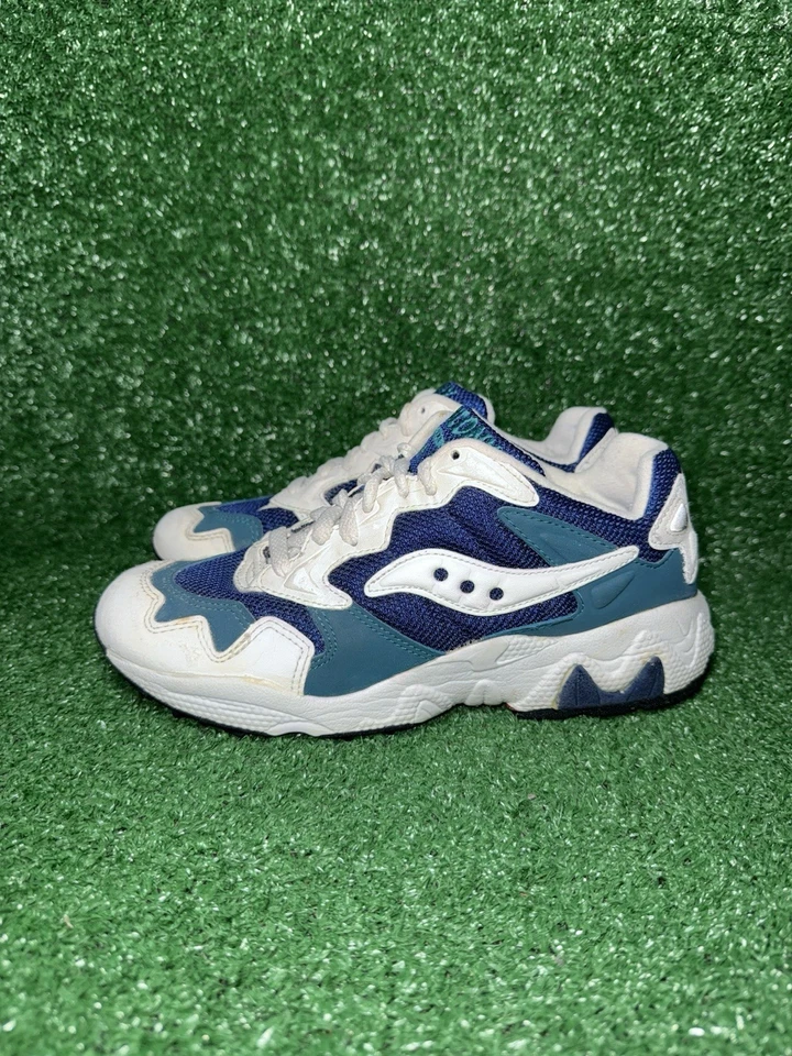 Vintage SAUCONY GRID Women Size 7 Y2K Blue White Running Shoes Athletic Sneakers - Image 4 of 4