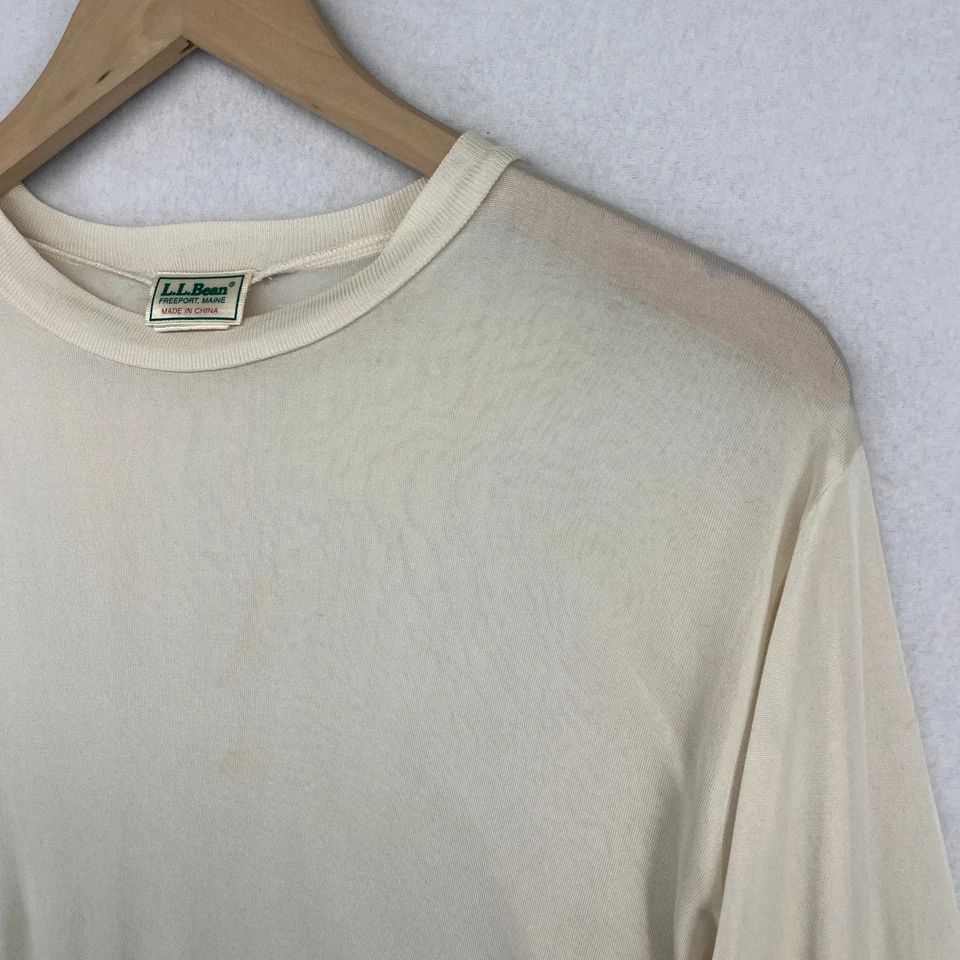 Top LL BEAN para mujer S 100 % seda capa base térmica manga larga blanco roto de colección Foto 4 de 4
