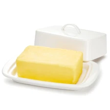 Sweese 8oz Butter Dish with Lid Porcelain Countertop Butter Keeper White