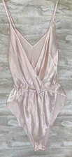 Vtg Victoria's Secret Crown Label Shiny Pink Satin Teddy Womens Bodysuit 80s Hi