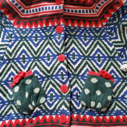 Matilda Jane Sweater Girls Size 2 Cardigan Cape Hood Poncho A Caroling We Go - Picture 12 of 13