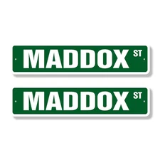 MADDOX Street Sign (2 Pack) Childrens Name Room Metal Road Sign