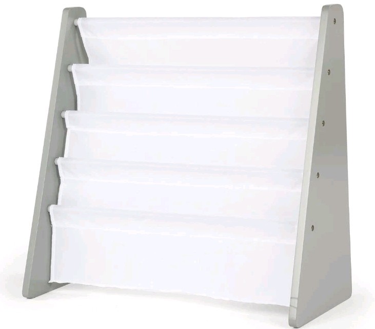 Humble Crew 4-Tier Kids Bookshelf, Grey Wood/White - Premium Book Shelf for Kids