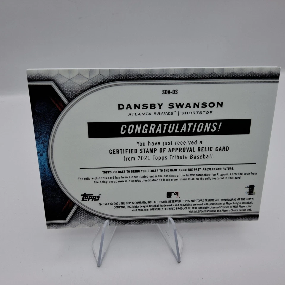 Dansby Swanson 2021 Topps Tribute Game Used Memorabilia /150 Braves Cubs NLDS - Image 2 of 2
