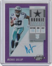 Michael Gallup 2018 Contenders Optic Purple Prizm Rookie Ticket Rc Auto (91/99)