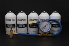 Enviro-Safe R-600a Refrigerant Inverted Piercing 6 oz 5 Cans and Brass Gauge