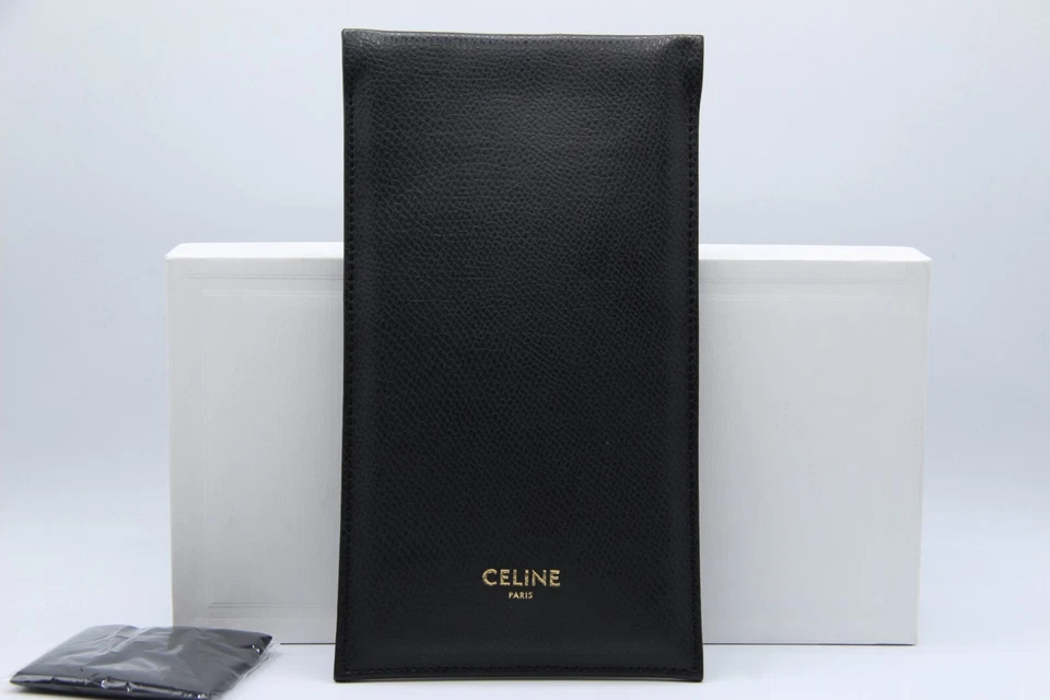 NUEVO CELINE BOLSA DE CUERO NEGRO CAJA DE TELA ESTUCHE AUTÉNTICO GAFAS Foto 3 de 4