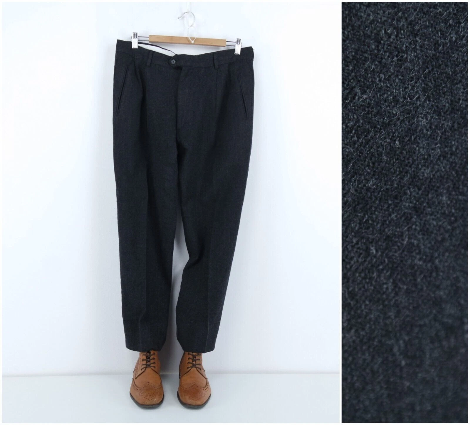 Mens Trous 34 Waist 27 Leg STUDIO Dress Suit Grey Wool Pants Slacks