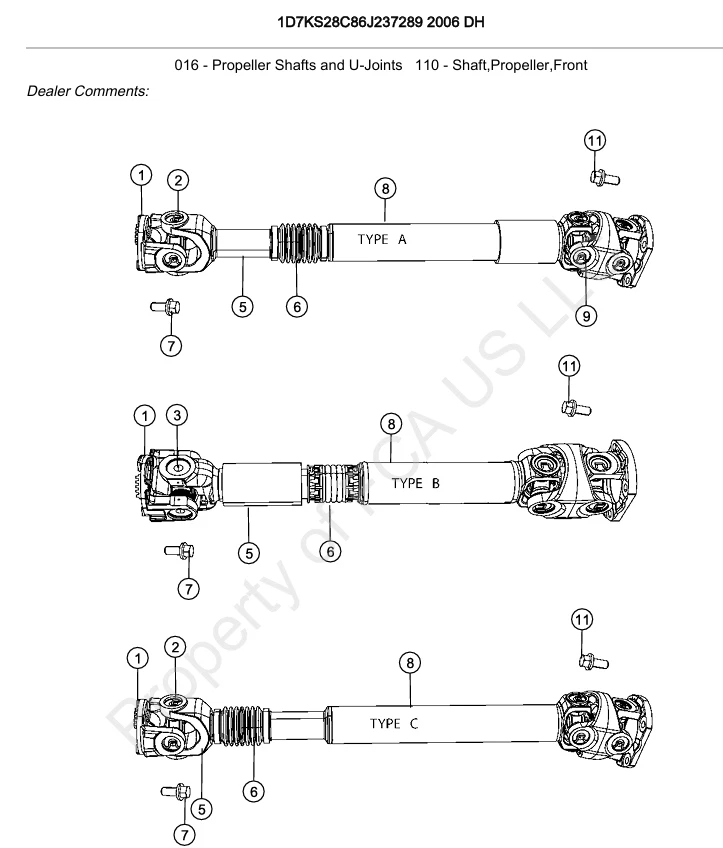 03-13 Dodge Ram 2500 3500 nuevo eje de transmisión delantero 5,9 L 6,7 L diésel Mopar nuevo fabricante de equipos originales Foto 3 de 3