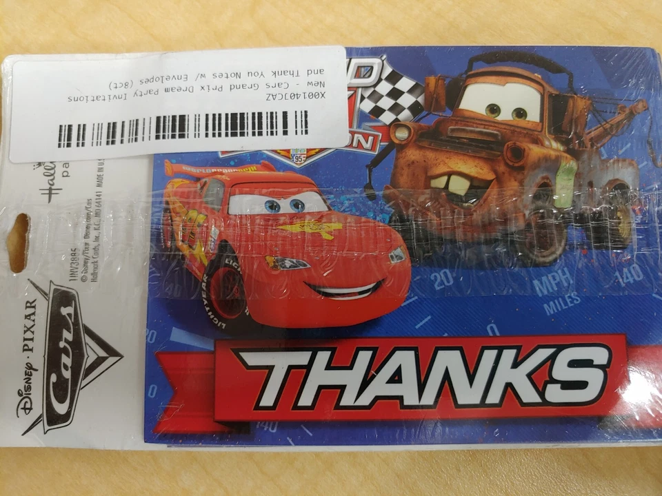  Tarjetas de invitaciones de fiesta de cumpleaños de Disney Pixar Cars (8) tarjetas por paquete Foto 2 de 2