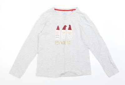 Primark Damen Pyjama Oberteil Grau Baumwollmischung Größe XS