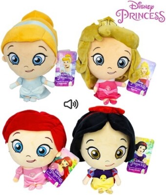 Disney Prinzessin mit Sound Plüsch 25 cm Mädchen Cinderella, Ariel, Schneewittch